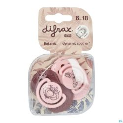 Difrax Sucette Dynamic Botanic Pink&purple 6-18m 2