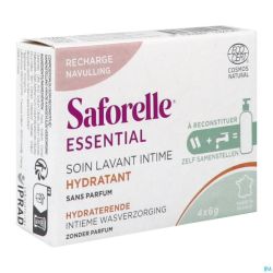 Saforelle Essential Soin Lavant Intime Hydratant Recharge en Poudre 4x6g