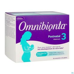 Omnibionta Postnatal 3 Vitamines pour l'Allaitement Boite de 8 Semaines Comprimés 56+56 Gélules