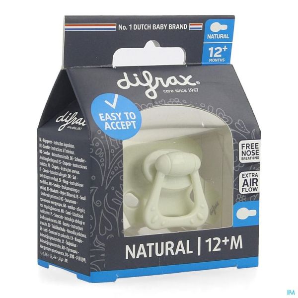 Difrax Sucette Natural 12m+ Uni/pure Crème/popcorn