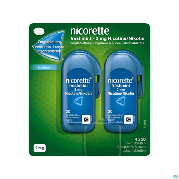 Nicorette Freshmint 2mg Comprimés à Sucer Sans Sucre 80 Pastilles