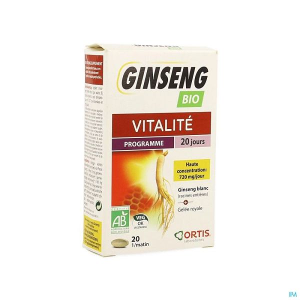 Ortis Ginseng Bio Comprimés 20