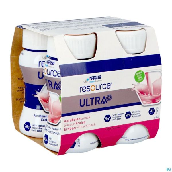 Resource Ultra+ Saveur Fraise 4x125ml