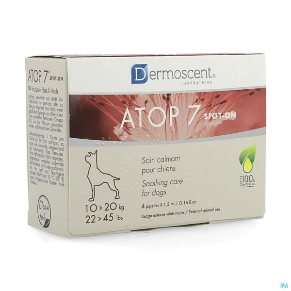 Dermoscent Atop 7 Spot On Chien 10-20kg 4x1,2ml