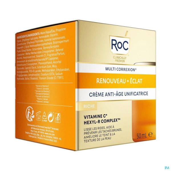 Roc Multi Correx.revive+glow Anti-âge Crème Rich Pot50ml